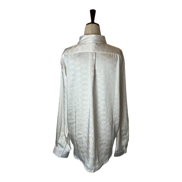 Boys Lie Shirt Women Medium White Satin Collared Button Down Bridezilla Top NWOT - Picture 3 of 14